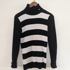 Ralph Lauren Sweater White Black Turtleneck Medium